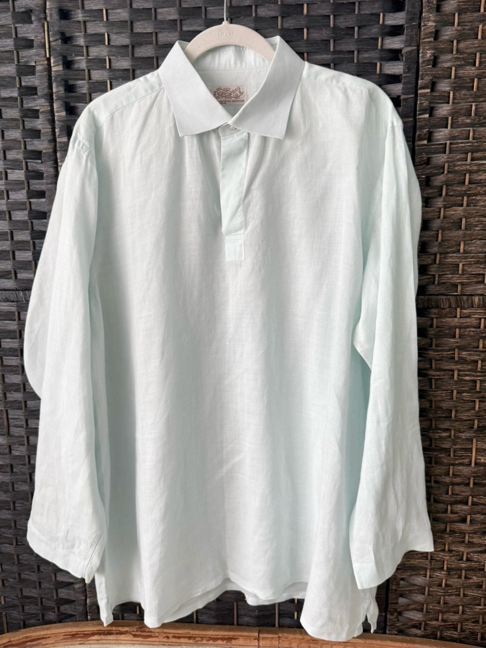 Winston Co Linen Blend Pullover Shirt Long Sleeve Collared Lightweight Sz L